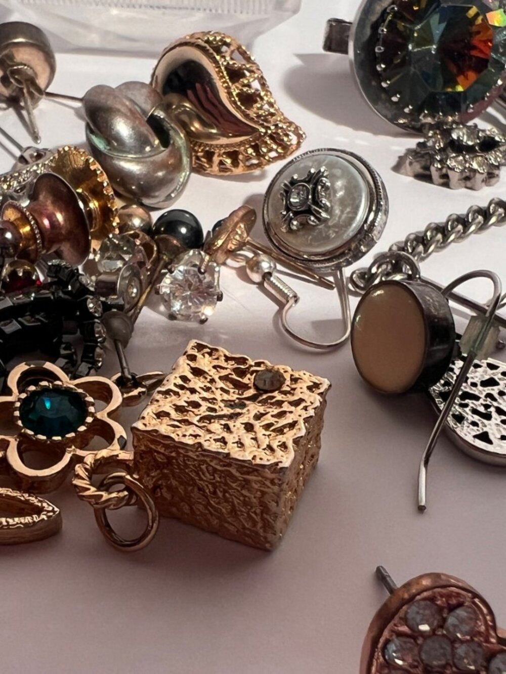 Vintage & Modern Jewelry Lot | Earrings Pins Charms Rhinestones Mixed Collection